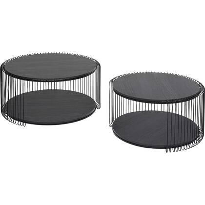 Kare Design Wire Salontafel double hout Set van 2 Zwart