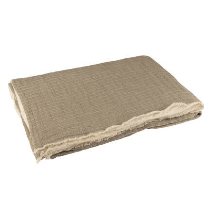 J-line - Plaid Strepen Stiksel Katoen|polyester Grijs - 180x130x1cm