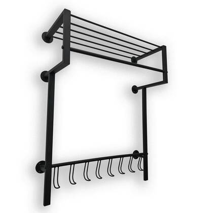 Ylumen Kapstok met 8 haken 70 cm breed - 90 cm hoog Zwart