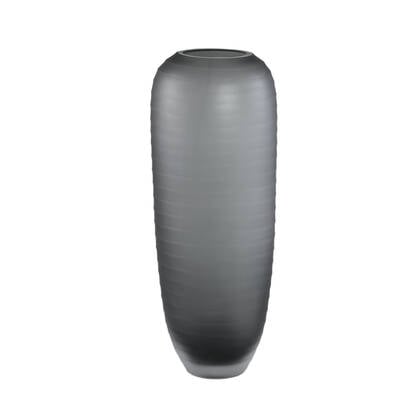 PTMD Nadah Grey Round Ribbed Glass Vase High L Grijs
