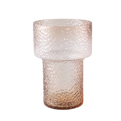 PTMD Blane Brown Dotted Glass Vase Round Wide Border L Bruin