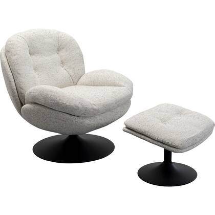 Kare Design Stanford Draaifauteuil en voetensteun Wit