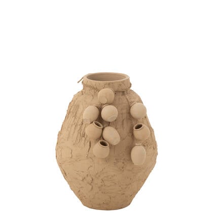J-Line vaas + hangpotjes - keramiek - naturel - Ø 35 cm Beige
