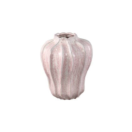 PTMD Hamish Pink Ceramic Round Wavy Shaped Vase M Roze