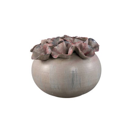 PTMD Jullia Lilac Ceramic Vase Flower Shaped Holes L Bruin