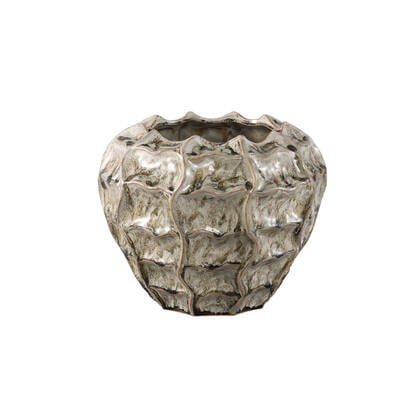 PTMD Cedric Cream Ceramic Round Wavy Pot Mixed Colors M Bruin