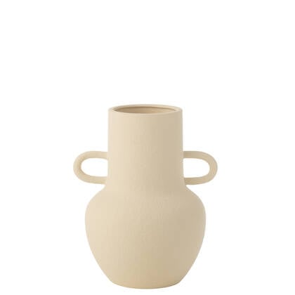 J-Line vaas Kruik 2 handvat - aardewerk - - small - 24.5 cm hoog Beige
