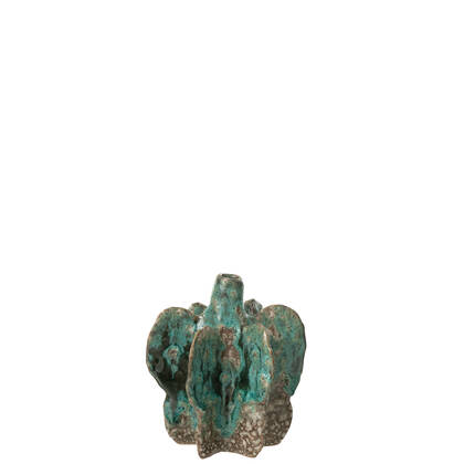 J-Line vaas Naga - keramiek - azuur|bruin - small - Ø 12.5 cm Multicolor
