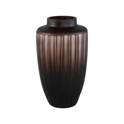 PTMD Linesa Brown Carved Glass Shaped Vase Matt S Transparant