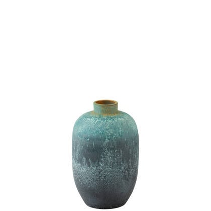 J-Line vaas Vintage - keramiek - azuur - small - Ø 33.5 cm Blauw