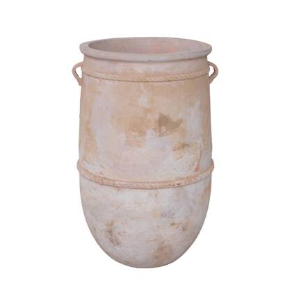 PTMD Smayan Natural Round Terracotta Jar Pot Rough High Oranje