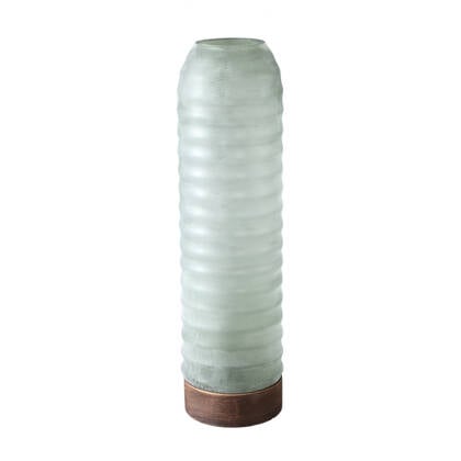 PTMD Yana Green Matte Ribbed Glass Vase Round High L Groen