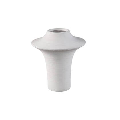 PTMD Rinder White Matt Ceramic Wide Ring Vase High S Wit