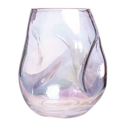QUVIO Vaas ingedeukt - Maat S - Glas - Parelmoer Transparant