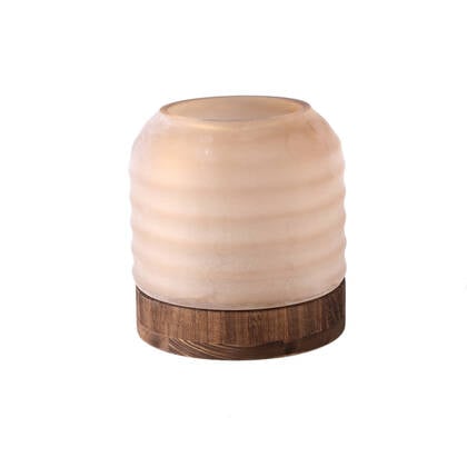 PTMD Yana Brown Mattre Ribbed Glass Vase Round Low Bruin