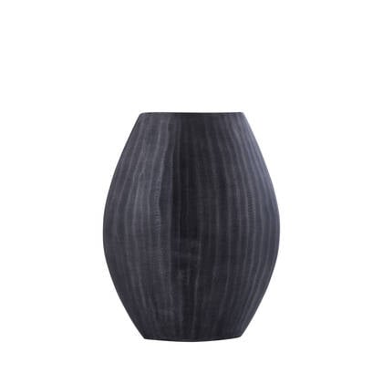 PTMD Jowad Graphite Alu Sheet Pot Ribbed High Oval S Zwart
