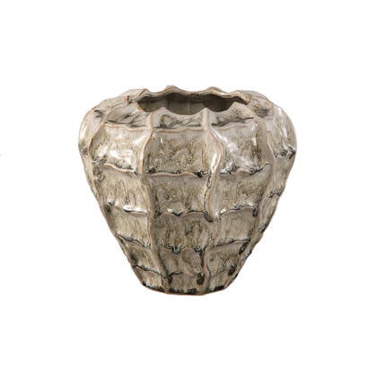 PTMD Cedric Cream Ceramic Round Wavy Pot Mixed Colors L Bruin