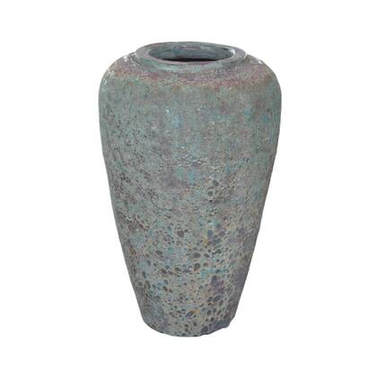 PTMD Jossilyn Green Round Ceramic Pot Rough Finish High Groen