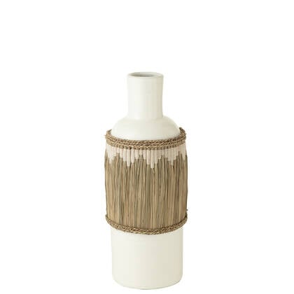 J-Line vaas Motief Terracotta|gras - |naturel - 75 cm hoog Wit