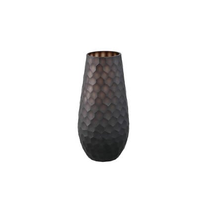 PTMD Eboney Brown Round Glass Vase Circle Pattern HighS Bruin