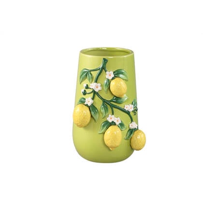 PTMD Stacy Green Ceramic Vase With Lemons On Twig L Groen