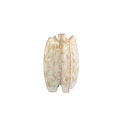 PTMD Shareece Cream Ceramic Shaped Vase Middle Crème