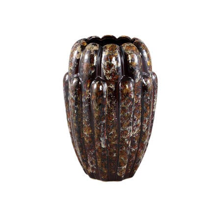 PTMD Divinder Bronze Ceramic Ribbed Pot High L Brons