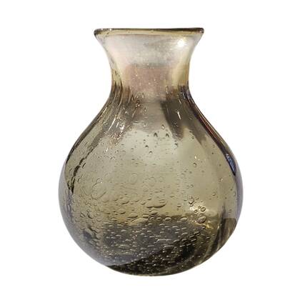 Fine Asianliving Kleine Buikvaas Glas Mondgeblazen Bruin