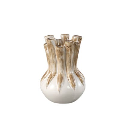 PTMD Manali Cream Ceramic Round Vase Colored Tubes M Bruin