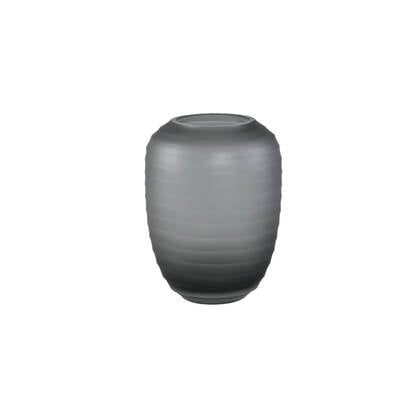 PTMD Nadah Grey Round Ribbed Glass Vase Low Grijs