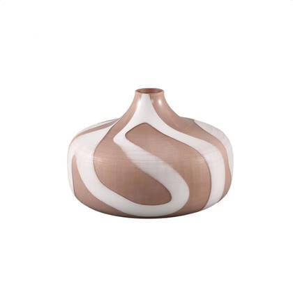 PTMD Nuhin Cream Glass Vase White Stripes Round Wit