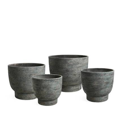 PTMD Pride Green GRC Pot Round On Foot Set Of 4 Groen