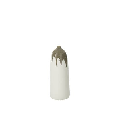 J-Line vaas Olea Fles - olijfgroen|wit - small - 47 cm hoog Multicolor