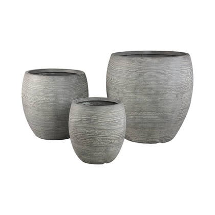 PTMD Giulietta Grey Round Magnesium Pot Lines High SV3 Grijs