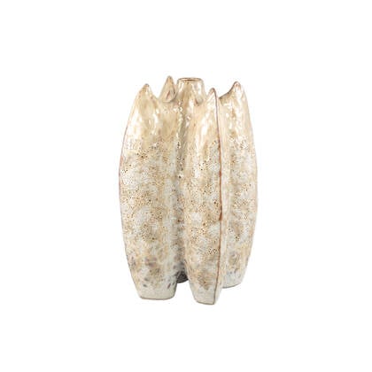 PTMD Shareece Cream Ceramic Shaped Vase Large Beige