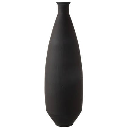 J-Line vaas Ovaal - glas - mat - 80.5 cm hoog Zwart