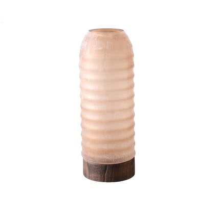 PTMD Yana Brown Matte Ribbed Glass Vase Round High M Bruin
