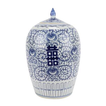 Fine Asianliving Chinese Gemberpot Blauw Wit Dubbele Multicolor