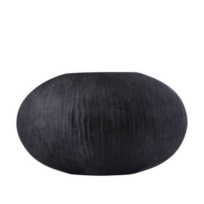 PTMD Jowad Graphite Alu Sheet Pot Ribbed Low Oval L Zwart