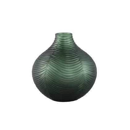 PTMD Elichi Green Round Glass Vase Bulb Groen