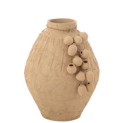 J-Line vaas + hangpotjes - keramiek - naturel - Ø 45 cm Beige