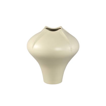PTMD Ginos Cream Matt Ceramic Organic Bulb Vase L Crème