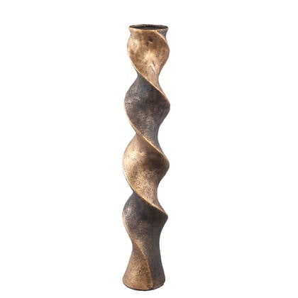 PTMD Bryah Black And Gold Cement Candleholder Twist L Zwart