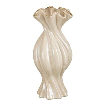 Mica Decorations Vaas Steph - 18x18x40 cm - Keramiek - Creme Crème