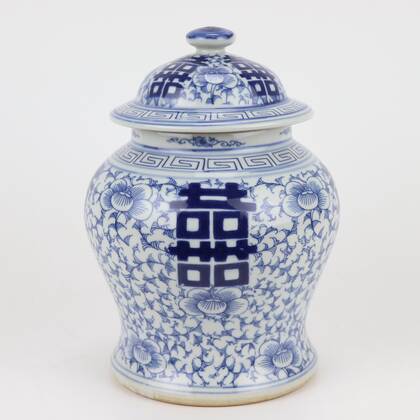 Fine Asianliving Chinese Gemberpot Blauw Wit Dubbele Multicolor