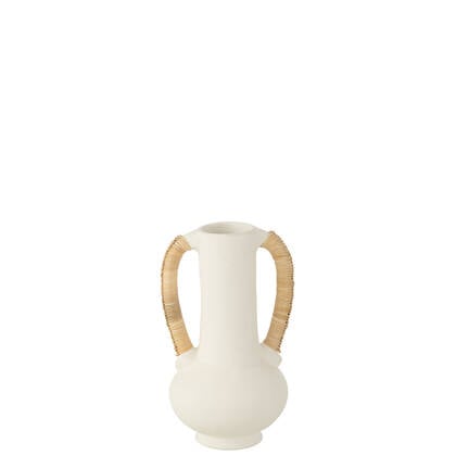 J-Line vaas Amfoor Leo Terracotta - cement - |naturel - 35 cm hoog Wit