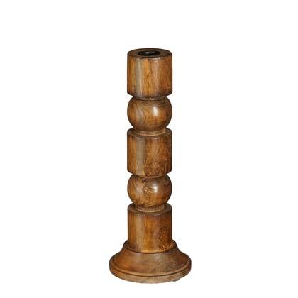 Mica Decorations Philo Kandelaar - H30 x Ø11 cm - Mangohout - Bruin