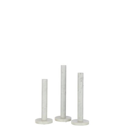 J-line - Set Van 3 Kaarshouder Marmer Wit - 12.5x12.5x40cm