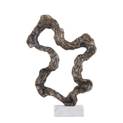PTMD Maryan Brass Shaped Alu Casted Statue Marble BaseL Goud