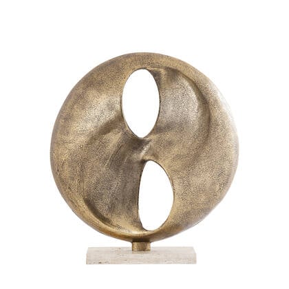 PTMD Deuie Brass Casted Alu Statue Travertine Base Goud